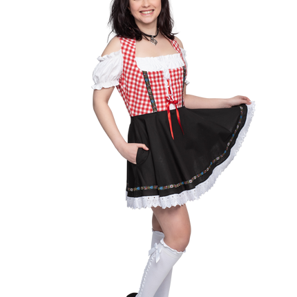 Oktoberfest Vestido Dirndl Oktoberfest Rojo Blanco Negro Señoras