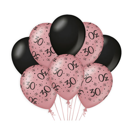 Globos 30 Años Rosa Negra 30cm 8pcs