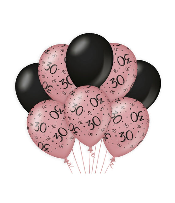 Globos 30 Años Rosa Negra 30cm 8pcs