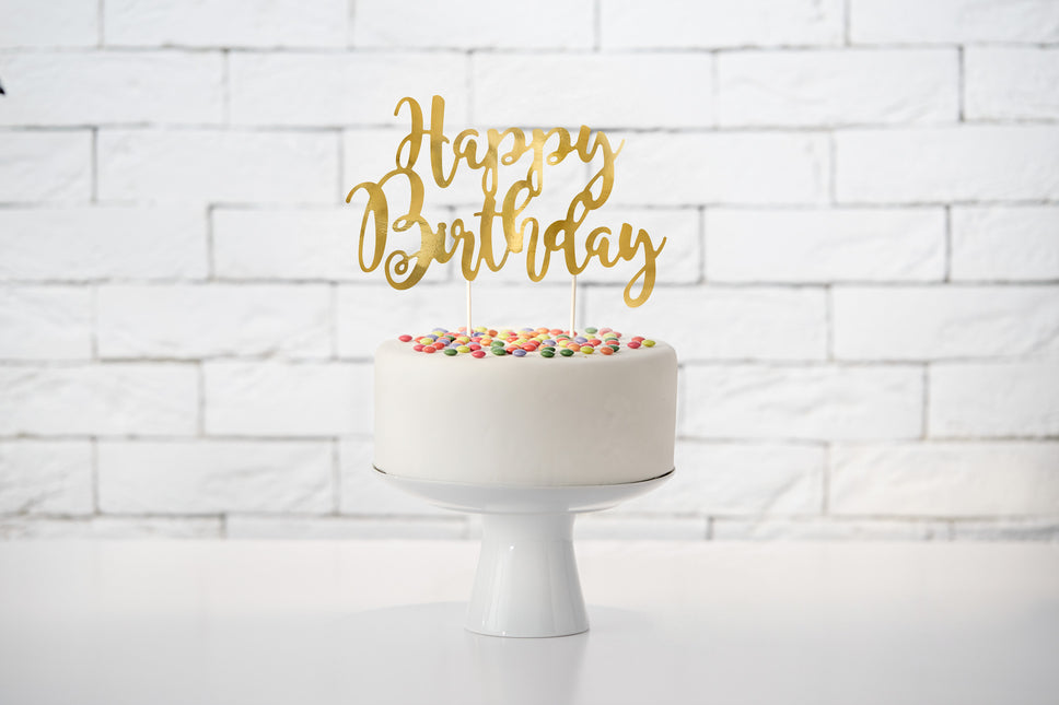 Cake topper Feliz Cumpleaños Oro 22.5cm