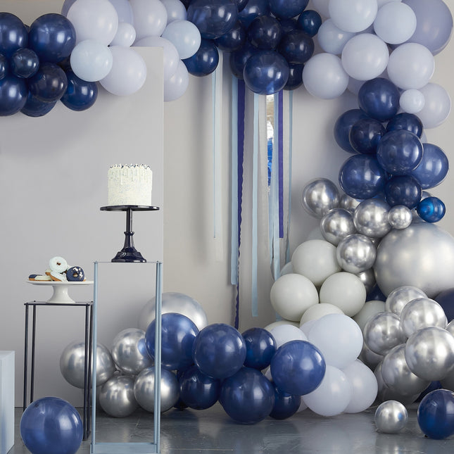 Arco de globo azul plateado XL DIY Set