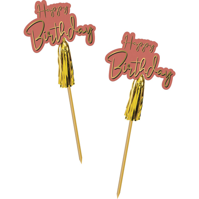 Happy Birthday Cocktail Picks Golden Dusk 12cm 12pcs