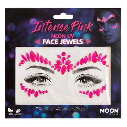 Brillo de luna Joyas faciales UV neón Rosa intenso