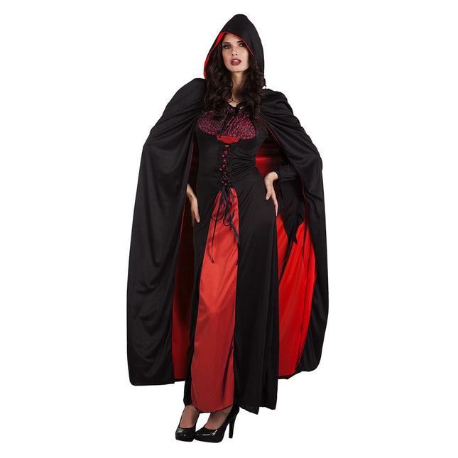 Capa de Halloween Reversible Negro Rojo 1,7m