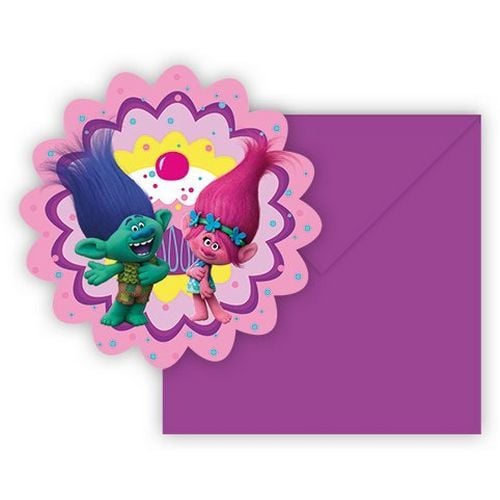 Invitaciones Trolls 6pcs