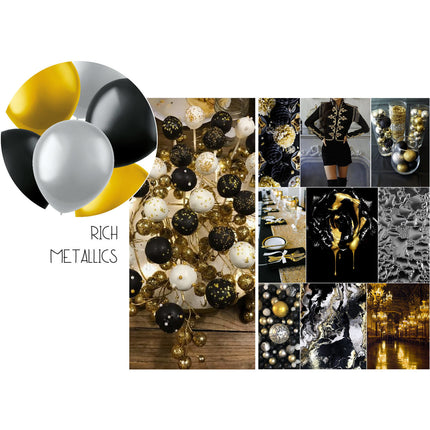 Globos de Colores Negro Oro Plata Metalizado 13cm 50pcs