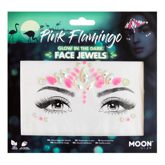 Moon Glow Joyas faciales que brillan en la oscuridad Flamenco rosa