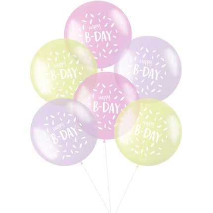 Globos Happy B-Day Rosa 48cm 6pcs