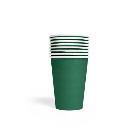 Vasos Verde Oscuro Papel 210ml 8uds.