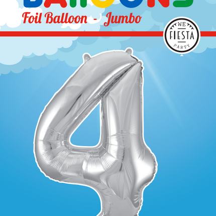 Globo Foil Figura 4 Plata XL 86cm vacío