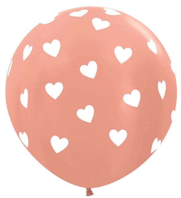 Globos Corazones Clásicos Oro Rosa 91cm 2pcs