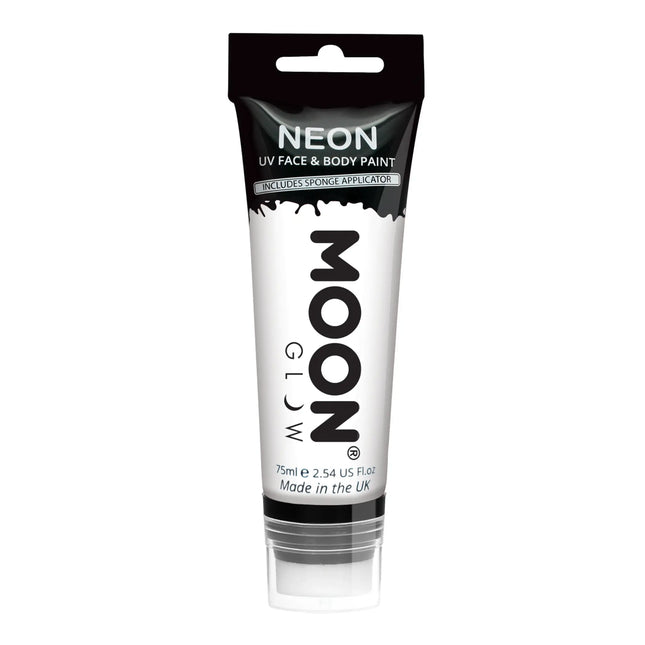 Moon Glow Pintura Facial UV Neón Con Aplicador Esponja Blanco 75ml