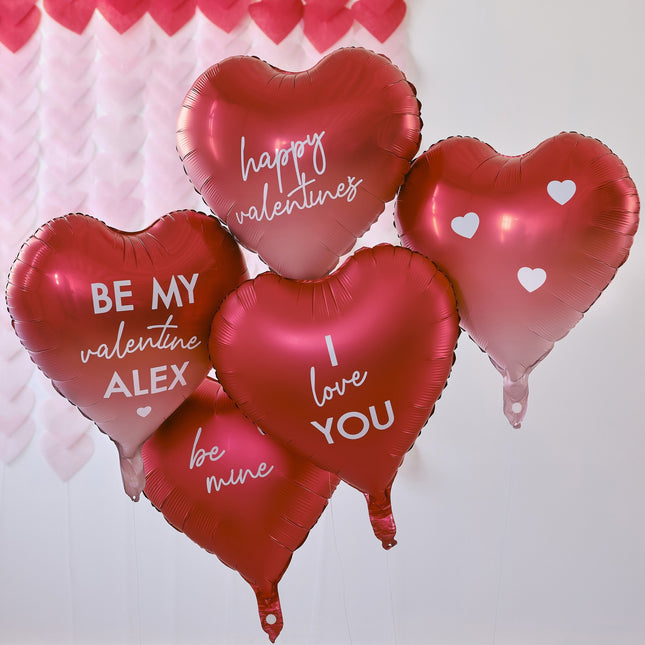 Globos Foil Ombre Corazones 45cm 5pcs