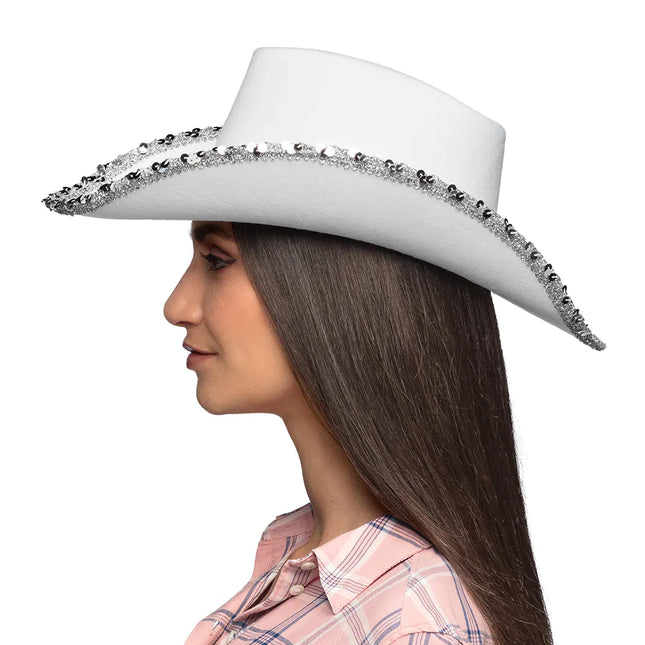 Sombrero Vaquero Blanco Purpurina