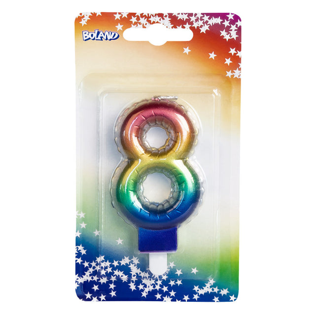 Vela Arco Iris 8 Años 8cm