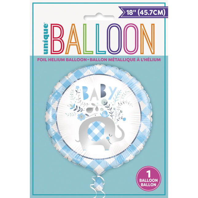 Globo de Helio Bebé Elefante Azul 45cm vacío