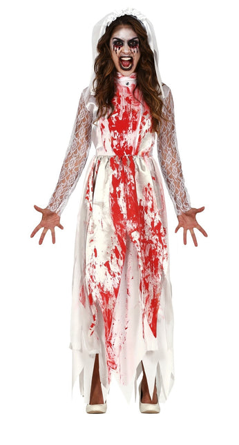 Vestido de Novia Disfraz de Halloween de Mujer Ensangrentada