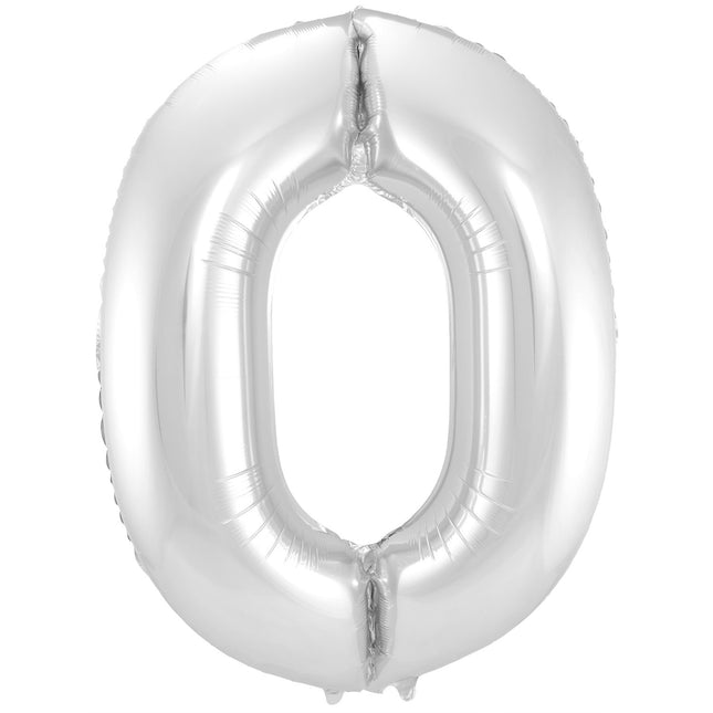 Globo Foil Figura 0 Plata Metalizado XL 86cm vacío