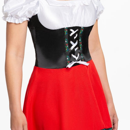 Vestido Dirndl Oktoberfest Lazo Rojo Blanco