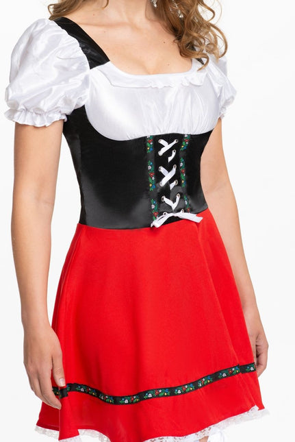 Vestido Dirndl Oktoberfest Lazo Rojo Blanco