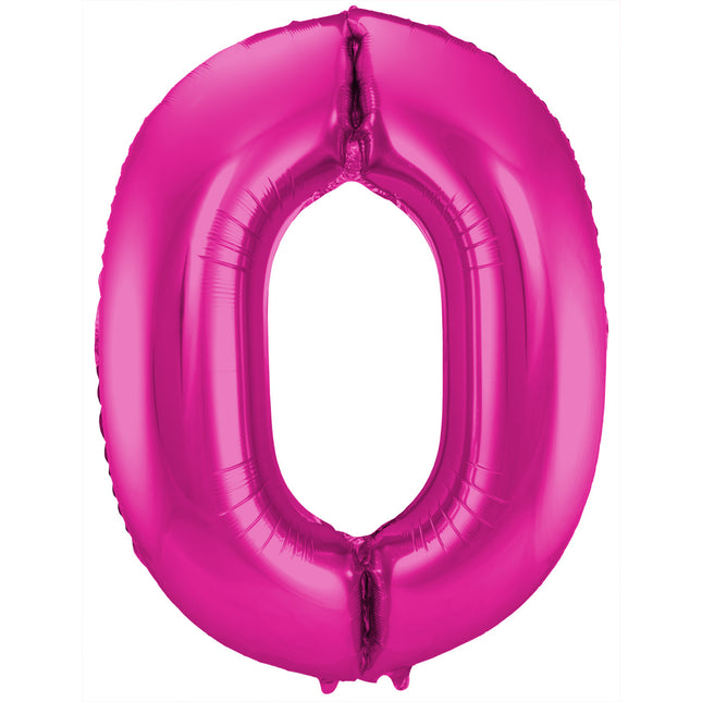 Globo Metalizado Figura 0 Fucsia XL 86cm vacio