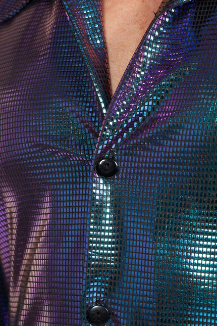 Blusa Disco Azul Morado Metalizado