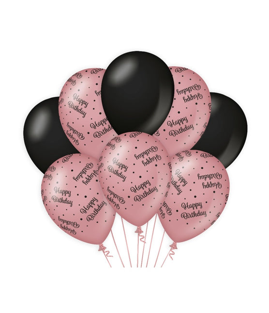 Globos Feliz Cumpleaños Rosa Negra 30cm 8pcs