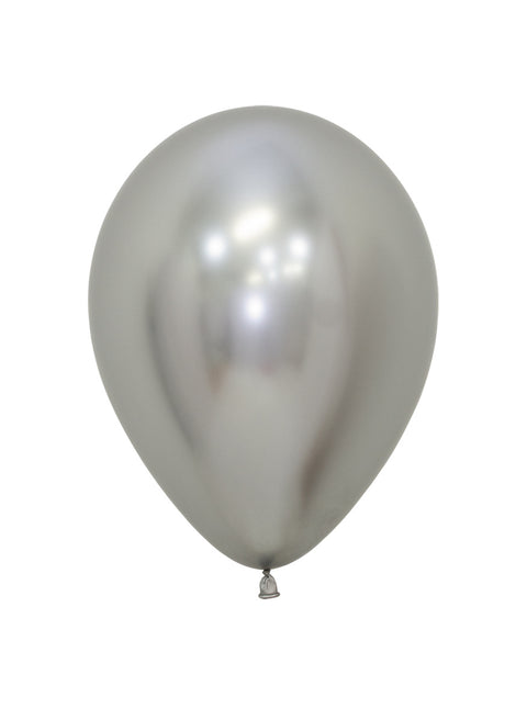 Globos Reflex Plata 23cm 80pcs