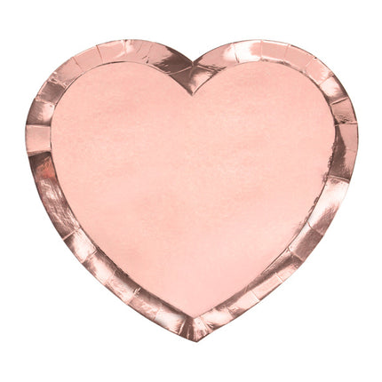 Platos Corazón Oro Rosa 21cm 6pcs