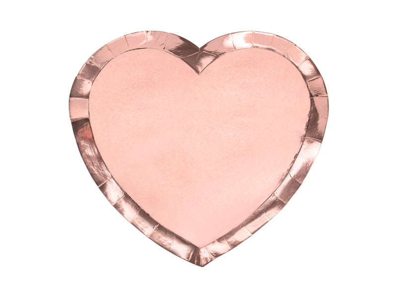 Platos Corazón Oro Rosa 21cm 6pcs