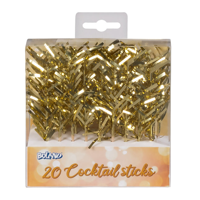 Palillos de cóctel dorados 10cm 20uds.