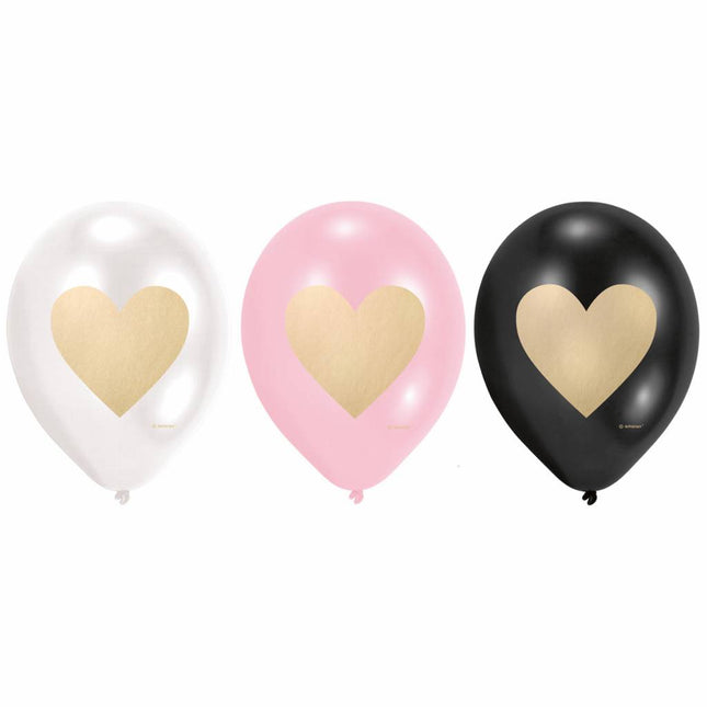 Globos Corazón Oro 23cm 6pcs