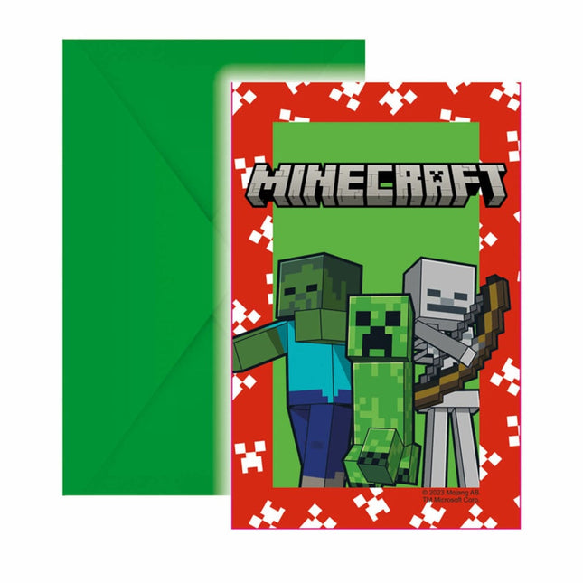 Invitaciones Minecraft 6pcs