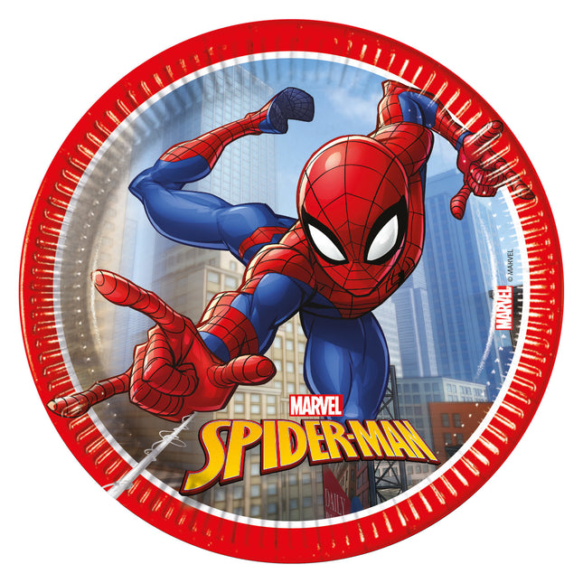 Spiderman Platos Rojo 20cm 8pcs