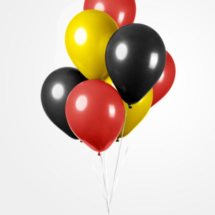 Globos Negro Amarillo Rojo 30cm 10pcs