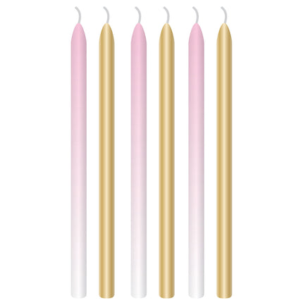 Velas Luz Rosa Oro 12cm 6pcs