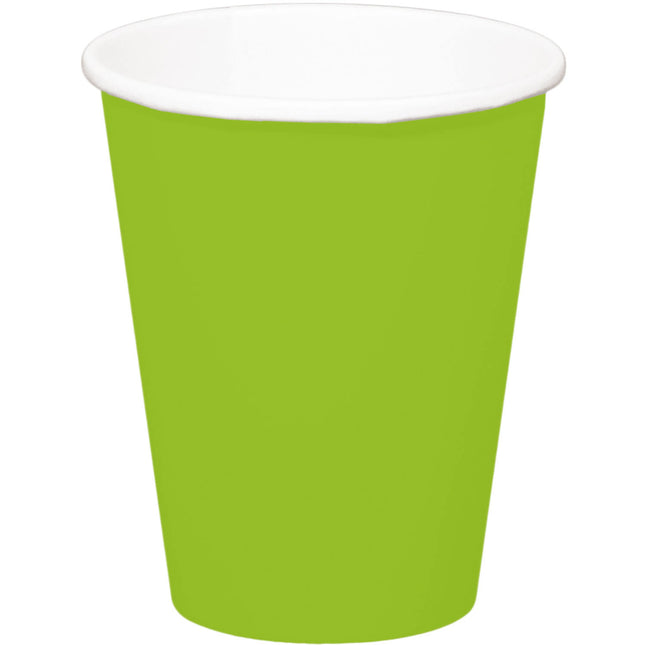 Vasos de cartón verde lima 350ml 8uds.