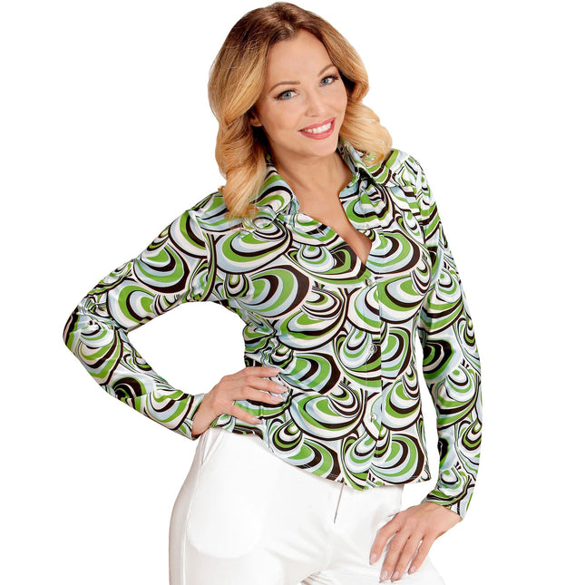 Blusa Disco 70S Verde Mujer