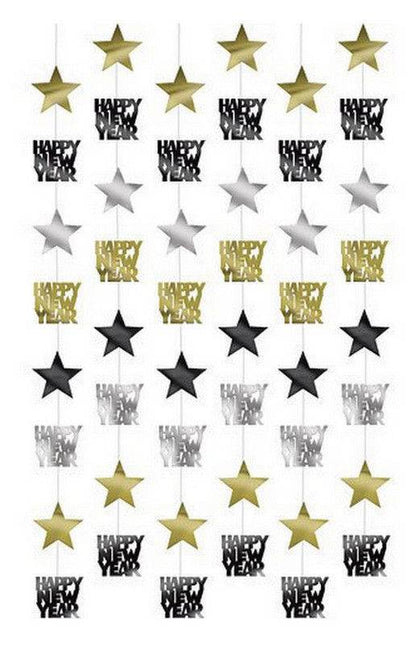 Feliz Año Nuevo Decoración Colgante Estrella 2.1m 6pcs