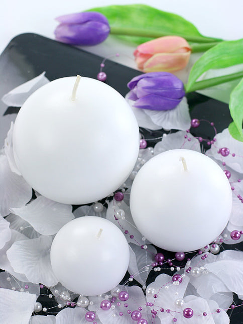 Velas Bola Blanca 6cm 10uds