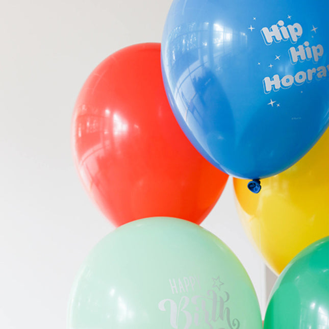 Globos Hip Hip Hooray Coloreados 33cm 6pcs