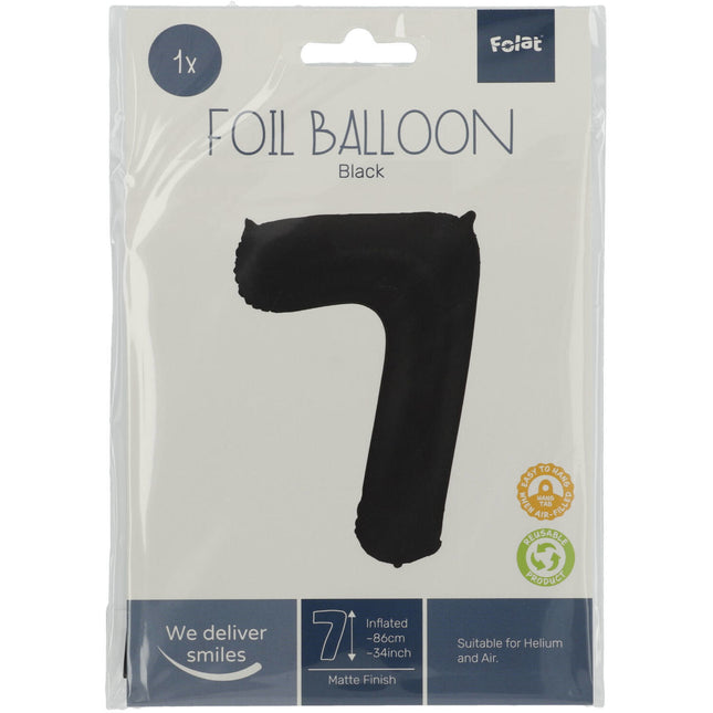 Globo Foil Figura 7 Negro Mate XL 86cm vacío