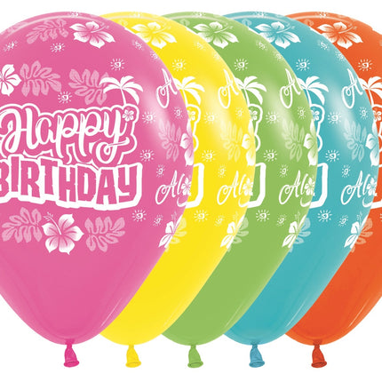 Globos Happy Birthday Hawaiian Mix 30cm 25pcs