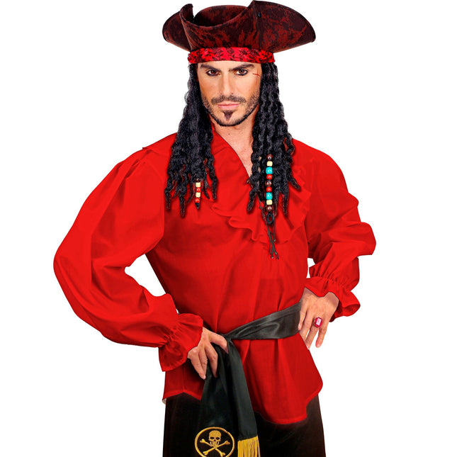 Blusa Roja Hombres Piratas/Renacimiento