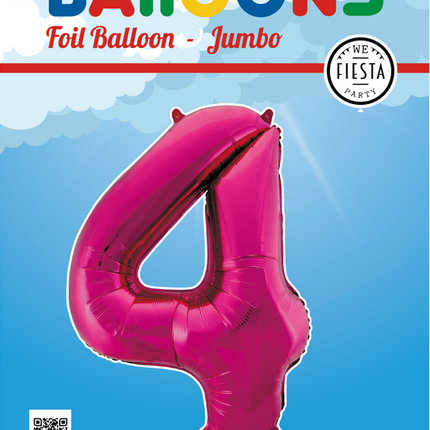 Globo Foil Figura 4 Fucsia XL 86cm vacío