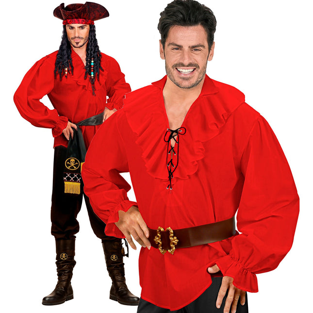 Blusa Roja Hombres Piratas/Renacimiento