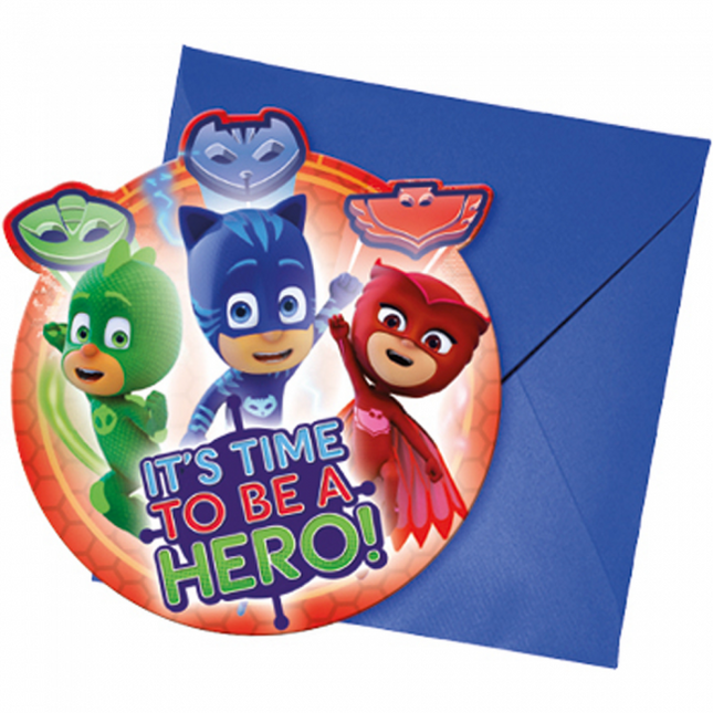 Pj Masks Invitaciones 6pcs