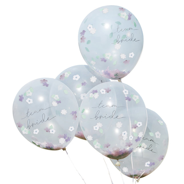 Globos Confeti Equipo Novia Flores 30cm 5pcs