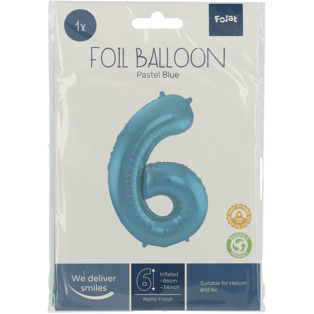 Globo Figura 6 Azul Pastel XL 86cm vacío