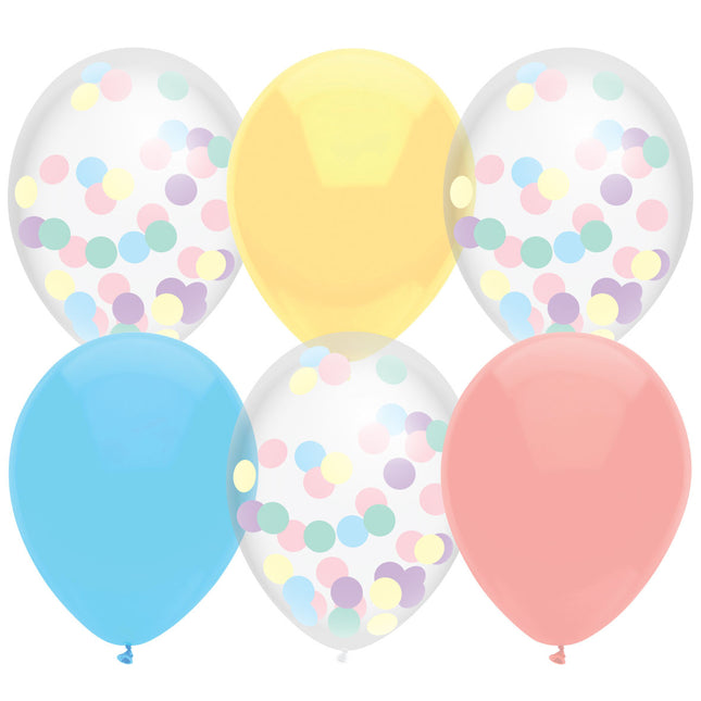 Globos Confeti Pastel 30cm 6pcs